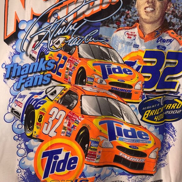 M O Knits Mens Tee shirt Size XL White Darrell Waltrip Ricky Craven 2 Sided - Picture 11 of 11